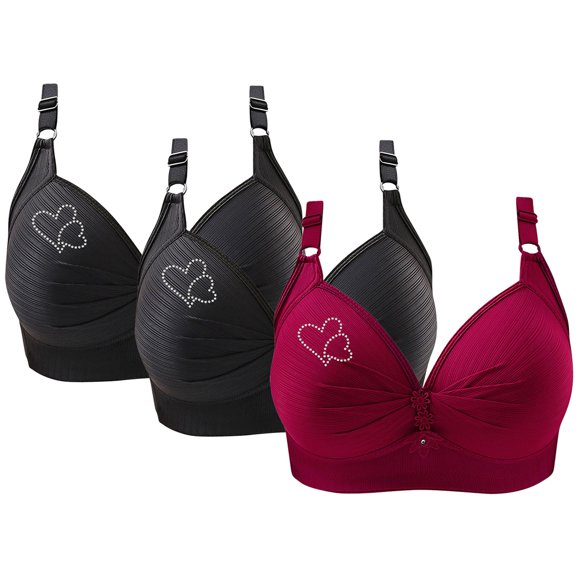 3 PC Women's Push Up Wireless Bra Comfort Support No Underwire Bras Comfortable Wire Free Bralette Everyday Underwear