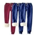 thumbnail image 1 of 3 PC Womens Sweatpants Solid Color Elastic High Waisted Jogger Yoga Pants Fleece Winter Warm Trendy Casual Loose Trousers With Pockets,Blue 4,S, 1 of 4