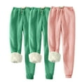 thumbnail image 1 of 3 PC Womens Sweatpants Solid Color Elastic High Waisted Jogger Yoga Pants Fleece Winter Warm Trendy Casual Loose Trousers With Pockets,Green 1,5XL, 1 of 5
