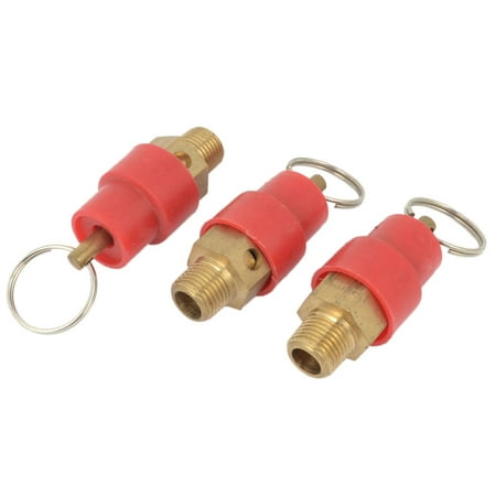 3 PCS 1/8PT Thread Red Rubber Cap Pressure Valve for Air Compressor