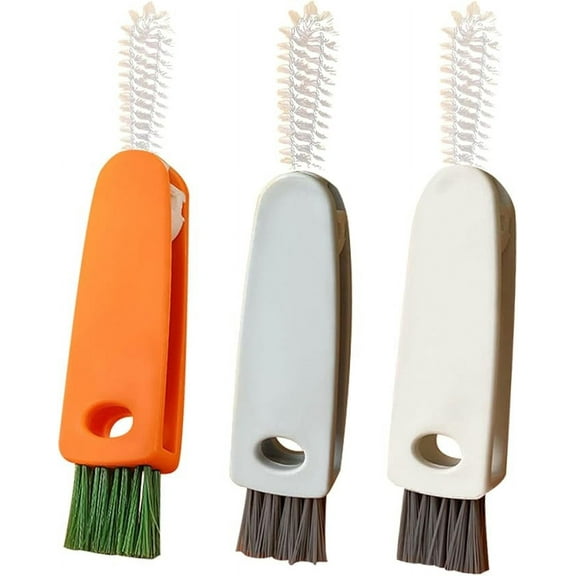 3 PCS 3 in 1 Tiny Bottle Cup Lid Detail Brush Straw Cleaner Tools Water Bottle Cleaning Crevice Brush for Bottles Carrot Clean Brushes for Nursing Bottle Cups Cover