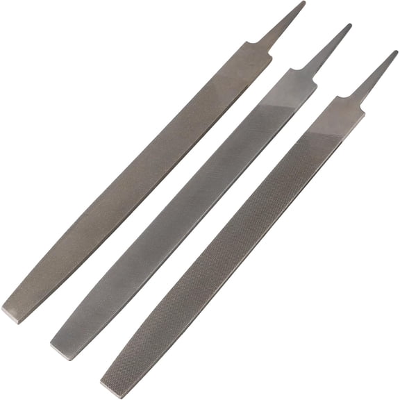 3 PCS 12 in Double-Cut Mill File Set, Steel Flat Files with Fine, Medium, and Coarse Teeth, Double-Sided Design with Side Edge Teeth for Metal Wood Plastic Finishing, Shaping, DIY Repair Work