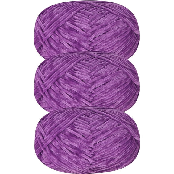 3 PCS 120g Soft Chenille Yarn Velvet Yarn for Crocheting,Fluffy Yarn for Knitting and Croche DIY Craft,Warm Yarn for Bag Hat Scarve Clothe Gloves Slippers Doll