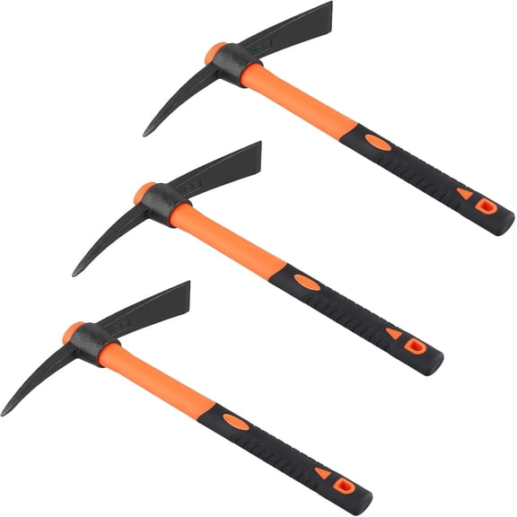 3 PCS 15 Inch Pick Mattock Hoe, 1.5Lbs Forged Adze Pick with Fiberglass Handle, Weeding Mattock Hoe Garden Pickaxe for Loosening, and Cultivating Vegetable Gardens or Flower Beds