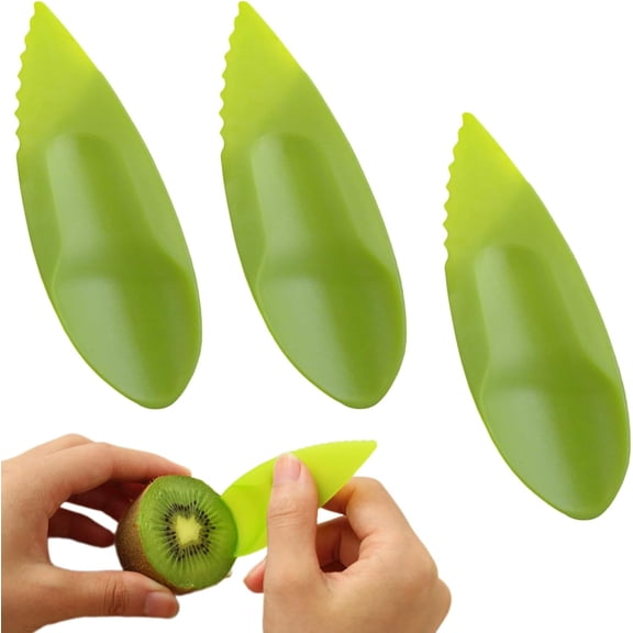 3 PCS 2 in 1 Kiwi Fruit Spoon Peelers, Green Handheld Scoop Slicer, Reusable Washable Kitchen Peeling Tools for Home Fruit Store Market
