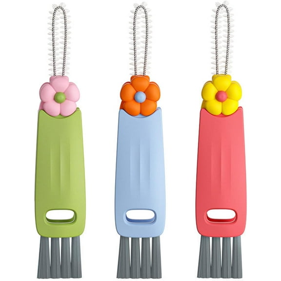 3 PCS 3-in-1 Cup Lid Cleaning Brush Set,  Multifunctional Cleaning Brush with Cup Mouth, Gap, and Corner Brushes