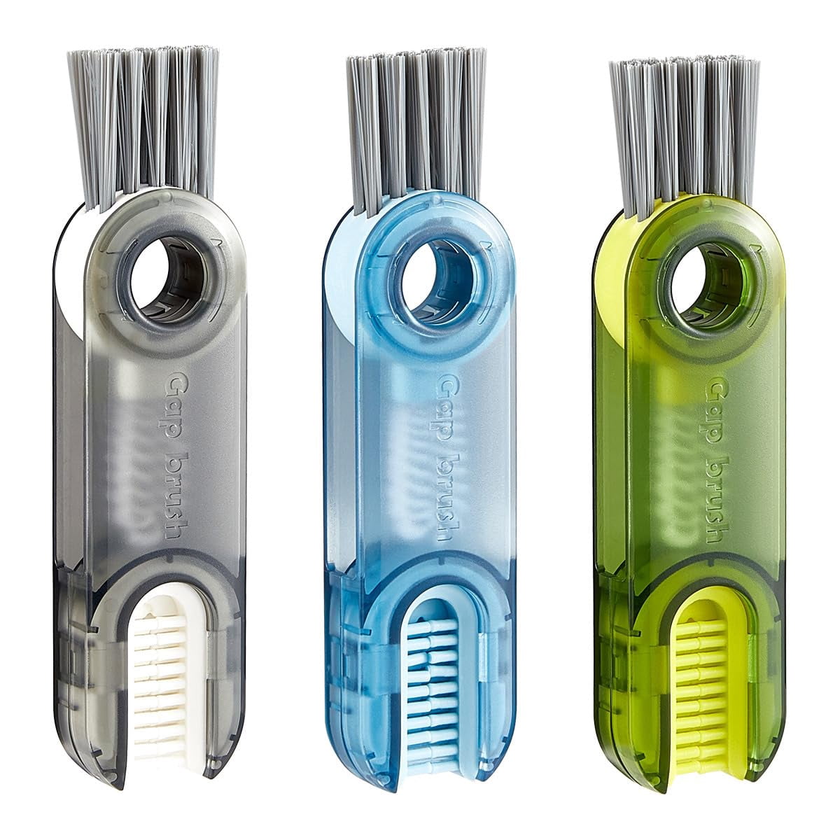 3 PCS 3 in 1 Multifunctional Cleaning Brush, Multipurpose Bottle Gap Cleaner Brush, Home Kitchen Cleaning Tools (Blue, Green, Gray)