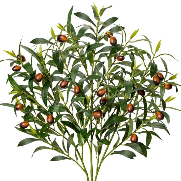 3 PCS 31.5" Tall Olive Leaves Artificial Plants Olive Tree Branches Greenery Fake Plants Long Stems Floral Arrangements for Home Office Wedding Party