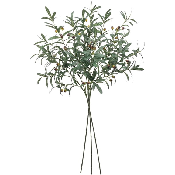 3 PCS 39" Fake Olive Tree Branches Olive Stems Large Tall Artificial Greenery Stems Bulk Faux Olive Branches for Vase Olive Leaves Plant Branch Greenery Decor