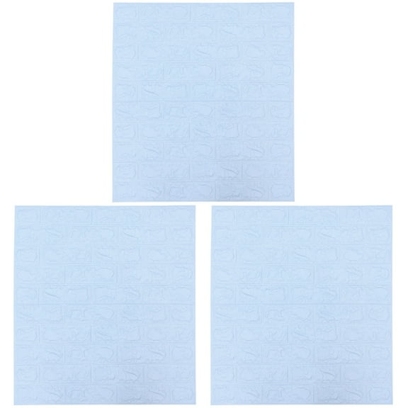 3 PCS 3d Brick Wall Stickers Ladder Toys Railing Building Block Blue