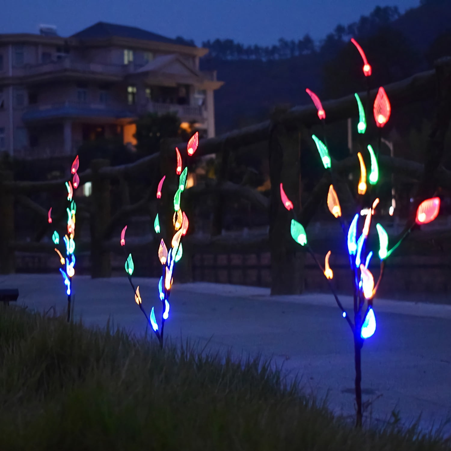 SOLAREK 3 PCS 60 LED Solar Garden Lights Tree Branch Leaf Shape Lamp IP65 Waterproof Solar Garden Decorative Lights for Outdoor Garden Lawn Patio Decking