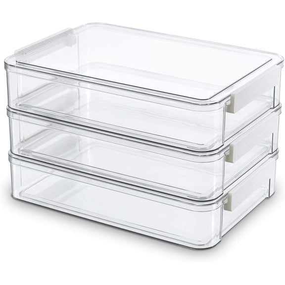 3 PCS 9 x 13 Storage Bins with Lids and Latches, Portable Paper & Art Supply Organizer for A4, Letter, Documents, Crafts