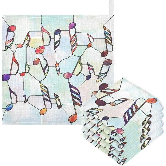 3 PCS Abstract Shards Music Notes Baby Muslin Washcloths, Soft Absorbent Face Towel Burp Cloths Cotton Bath Wipes Infant Wash Cloth for Newborn Boys Girls
