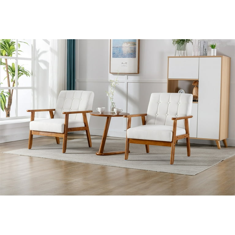 3 PCS Accent Chairs with Side Table Leisure Chat Coffee Table Set with 2 Chairs Reading Lounge Armchairs with Tufted Button Backrest for Living Room Bedroom Blue Walmart