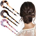 thumbnail image 1 of 3 PCS Acetate French Hair Sticks, Shape French Hair Clipss, Vintage Cellulose Acetate Tortoise Shell Hair Fork Hair Accessories, For Women Girls Long Thick Hair (5.1 Inch Long), 1 of 5
