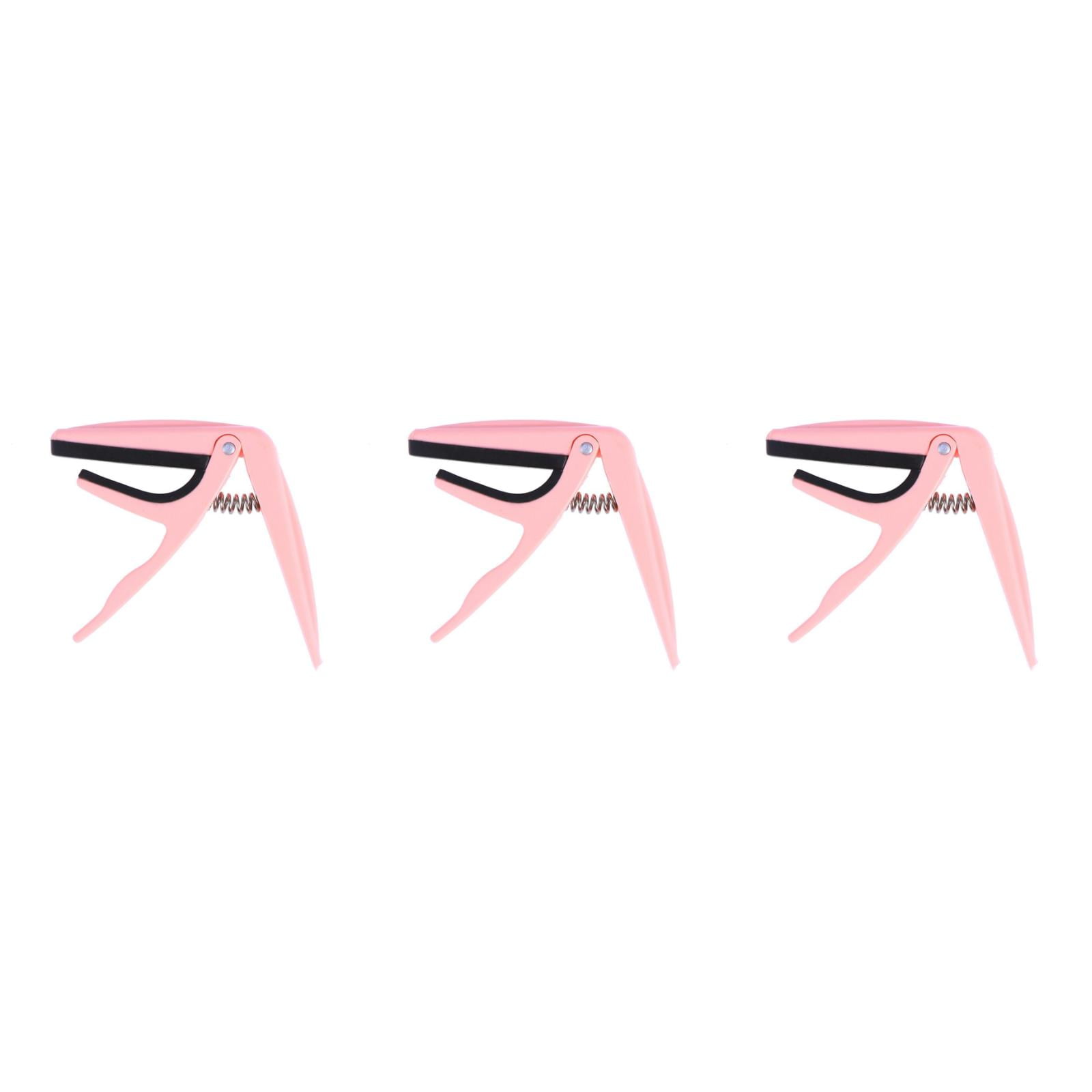 3 PCS Acoustic Ukelele Tuner Clip on Ukulele Electric Guitar Capo Pink ...