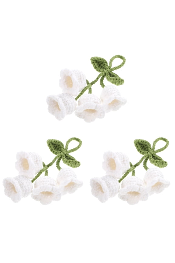 3pcs Small Crochet Flower Keychain Charms Set, Adorable Knitted Hanging Ornaments for Bags, Accessories, and