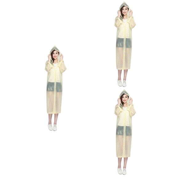 3 PCS Adult Raincoat with Hood Poncho Clear Ponchos for Adults Travel Yellow