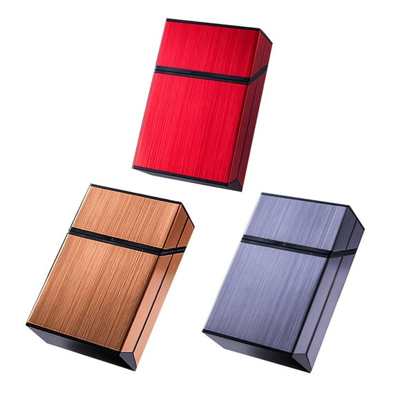 3 PCS Aluminum Cigarette Case Metal Cigarette Box with Magnetic Switch Flip Top 85mm Size Closure Brushed Cigarette Protective Cover for Men and Women, 18-20 Capacity