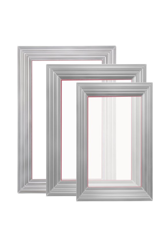 3 PCS Aluminum Silk Screen Printing Frames Kit with 5 Glitters Squeegees Transparency Films 6x10 8x12 10x14inch 110 Mesh for DIY T Shirts Printing