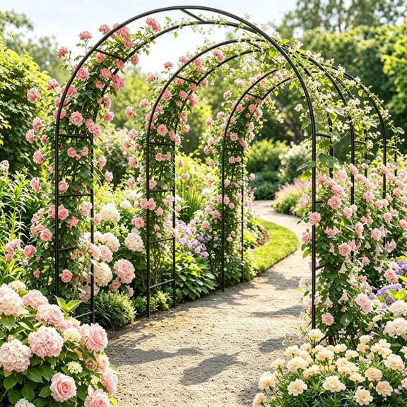 3 PCS Arched Flower Stand Door,Garden Arch Trellis,Metal Garden Arch with Adjustable Assembly,Perfect for Various Climbing Plants,Garden,Backyard,Patio & Walkway