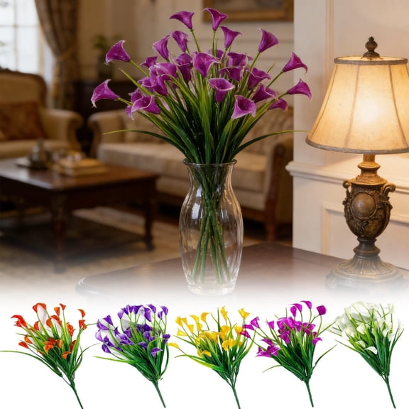 3 PCS Artificial Calla Lily Flowers Real Touch for Mother's Day Easter Home Kitchen Decor Wedding Bouquet Office Spring Decoration (Yellow)