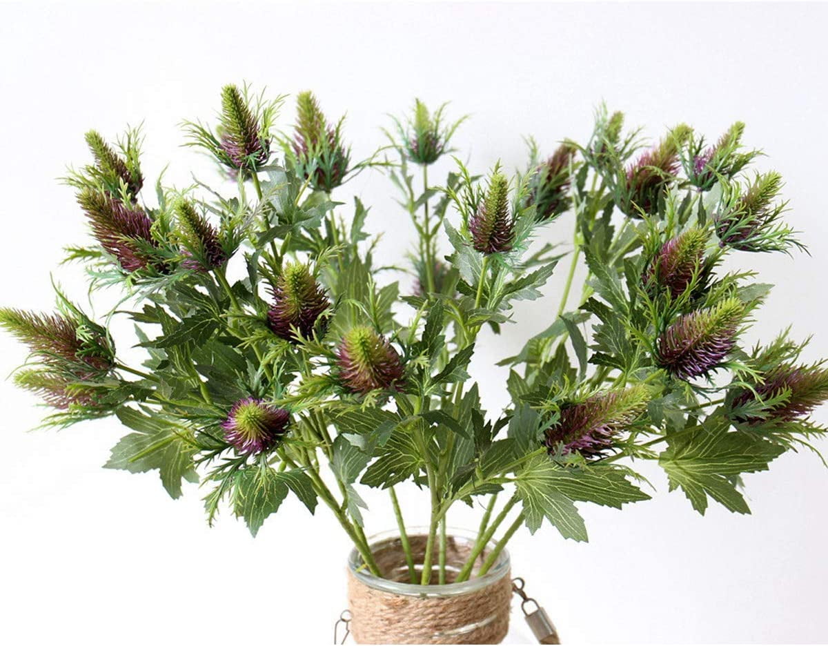 3 PCS Artificial Flowers Artificial Thistle Spray Eryngo Fake Eryngium