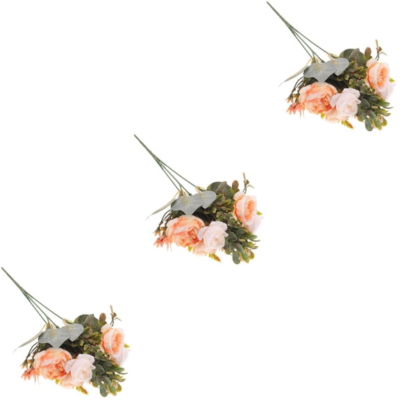 SOPOTUTU Artificial Orange Peonies Bouquet Set of 3 for Wedding, Party, Home, and Event Floral Decoration