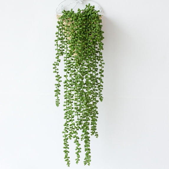 3 PCS Artificial Succulents Hanging Plants,27.5 Inch Fake String of Pearls Greenery Plants 5 Branches for Fall Home Garden Office Party Balcony Wall Indoor Outdoor Autumn Decoration