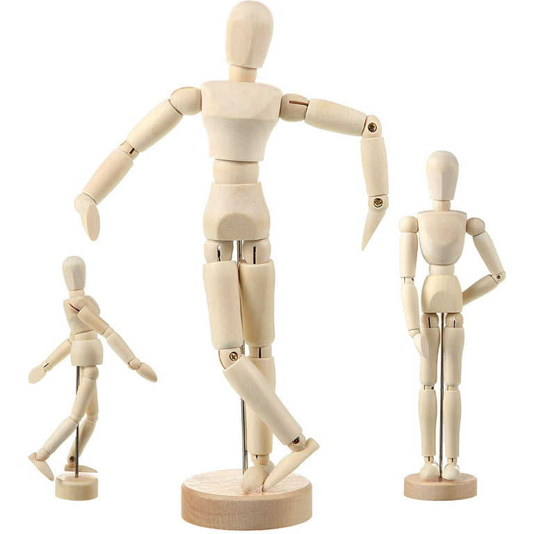 3 PCS Artist Mannequin Model Moveable Wooden Manikin Wood Drawing Jointed  Mannequin