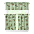 thumbnail image 1 of 3 PCS Avocado Print Kitchen Curtains Set - Green Fruit Pattern Semi-Sheer Tier Curtains with Valance for Farmhouse Windows, 1 of 5