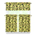 thumbnail image 1 of 3 PCS Avocado Print Kitchen Curtains Set - Green Fruit Pattern Tier Curtains with Valance (54x18 + 27.5x36 Inch), Cute Kawaii Design, Rod Pocket Window Treatments, 1 of 5