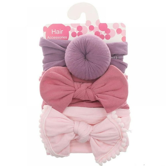 3 PCS Baby Nylon Headbands Hairbands Hair Bow Elastics for Baby Girls Newborn Infant Toddlers Kids