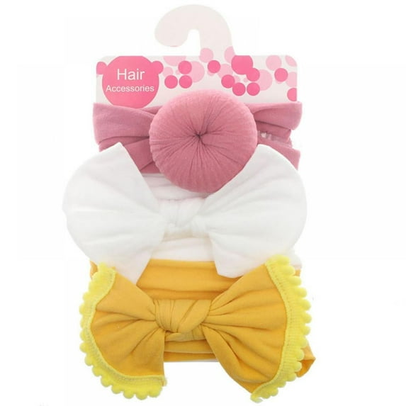 3 PCS Baby Nylon Headbands Hairbands Hair Bow Elastics for Baby Girls Newborn Infant Toddlers Kids