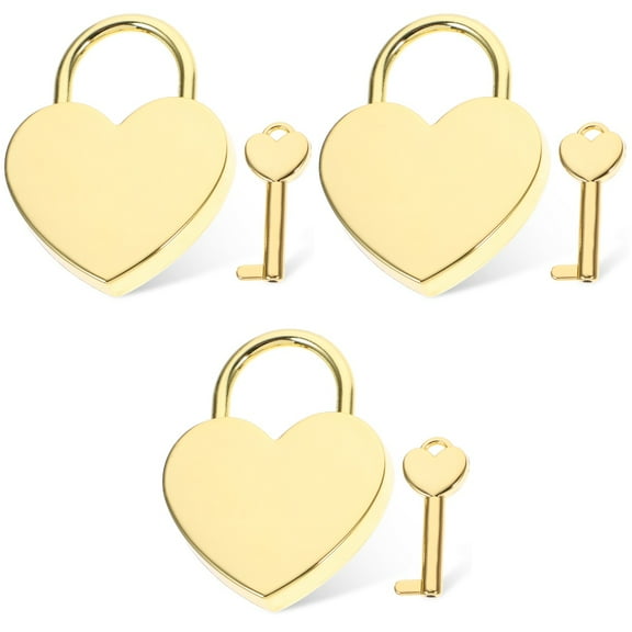 3 Pieces Waterproof Switch Cover Plug Heart Lock Padlock with Key Luggage
