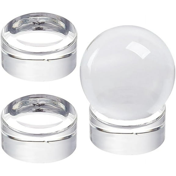 3 PCS Ball Stand Column Display Bases Clear Sphere Stand Glass Holder Base