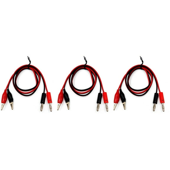 3 PCS Banana Plug to Alligator Clip Cable Electrical Test Leads