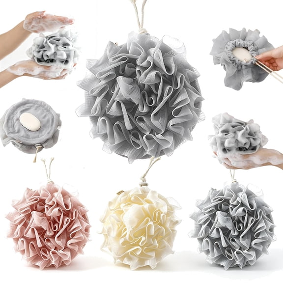 3 PCS Bar Soap Loofah Pouch, New 2 in 1 Drawstring Loofah Soap Holder, Exfoliation Mesh Shower Ball for Cleansing and Smooth Skin - 1PC