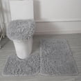 thumbnail image 1 of 3 PCS Bathroom Set Rug Mat Toilet Lid Cover Plain Solid Color Bathmats(15"×16.5" 15.7"×19.7" 19.7"×31.9",Gray), 1 of 5