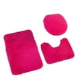thumbnail image 1 of 3 PCS Bathroom Set Rug Mat Toilet Lid Cover Plain Solid Color Bathmats(15"×16.5" 15.7"×19.7" 19.7"×31.9",Hot Pink), 1 of 5