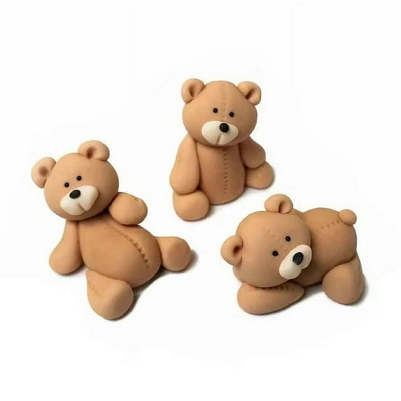 3 PCS Bear Cake Toppers, Mini Bear Balls Cake Decorations for Boy Girl Baby Shower Birthday Party Decorations