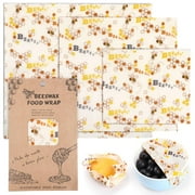 3 PCS Beeswax Paper Wraps for Food, Beeswax Wraps Eco-Friendly Sustainable Food Storage Wraps, Bread Sandwich Wrapper Zero Waste Eco-friendly Biodegradable Bees Pattern, Yellow