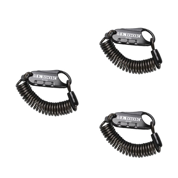 3 PCS Bike Chain Lock Mini Cable Combination Bicycle Travel Black