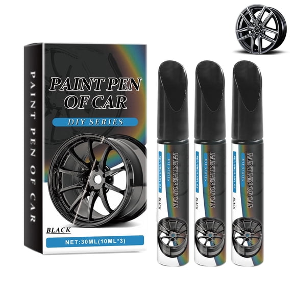 3 PCS Black Car Wheel Scratch Care Pen, Magic Car Scratch Repair Pen – Fix Rim Scratches in Minutes, Car Wheel Rim Scratch Repair Paint Pen, Permanent & No-Drip Formula for Cars (A)