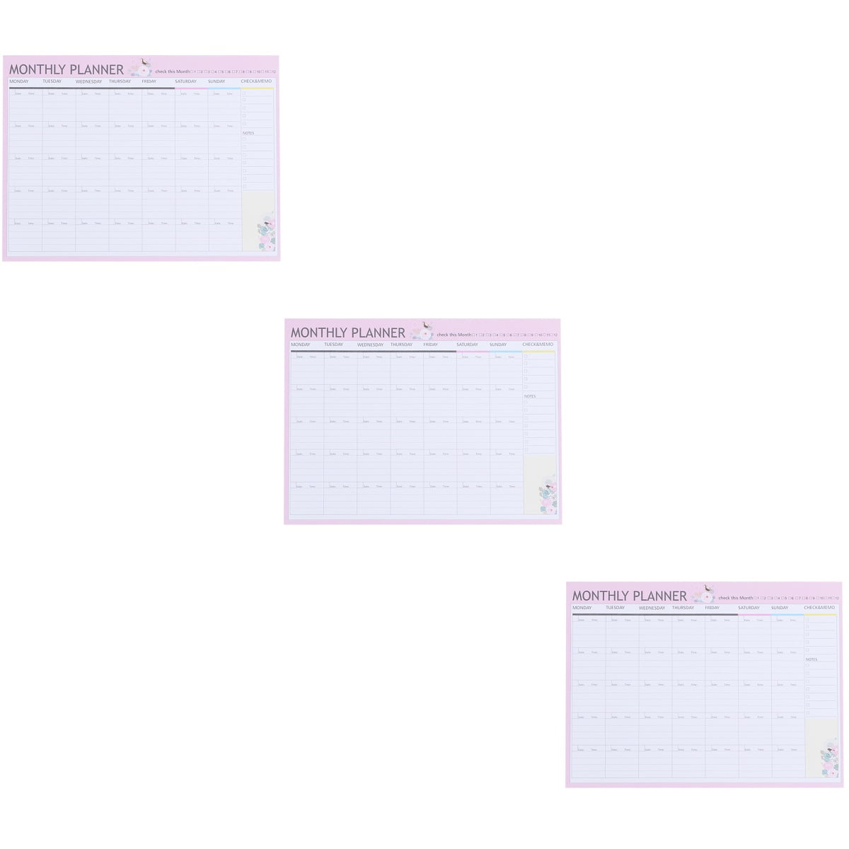 3 PCS Blank Desk Calendar Without Dates Student