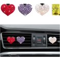 3 PCS Bling Car Air Vent Clips, Crystal Heart Shaped Auto Air