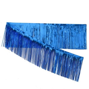 3 PCS Blue Parade Float Fringe & Tinsel Decor,Streamers Banners, Fringe Banners –Ideal for Party, Parade Float, Graduation Ceremony & Festival Celebrations, 11.8 in x 6.6 ft