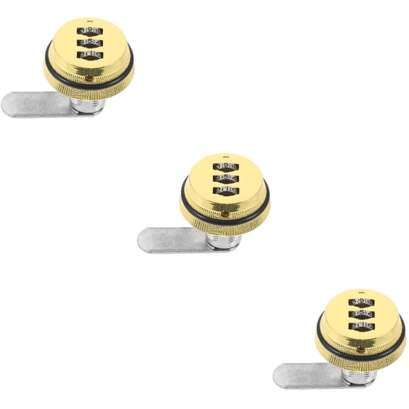 3 PCS Cabinet Lock with Password Desk Locks for Drawers Buckle Golden