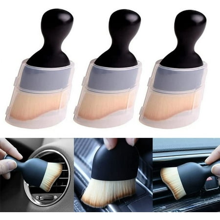 3 PCS Car Interior Cleaning Tool, Soft Bristles Car Detailing Brush, Auto Interior Cleaning Brush Dust Collectors, Curved Design Dust Removal Clean Brush for Dashboard, Air Conditioner Vents (3 PCS)