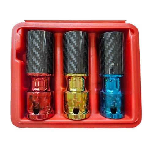 3 PCS Carbon Fiber Lug Nut Socket Set, Wheel Protector Thin Wall Deep Impact Socket, 17 mm/19 mm/21 mm$$Tools & Hardware Other